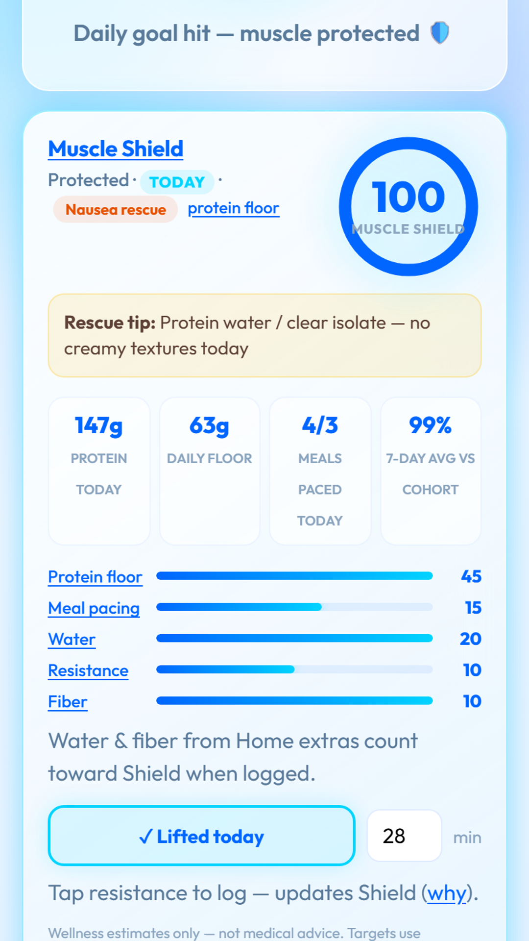 Protein Shot nausea rescue screenshot